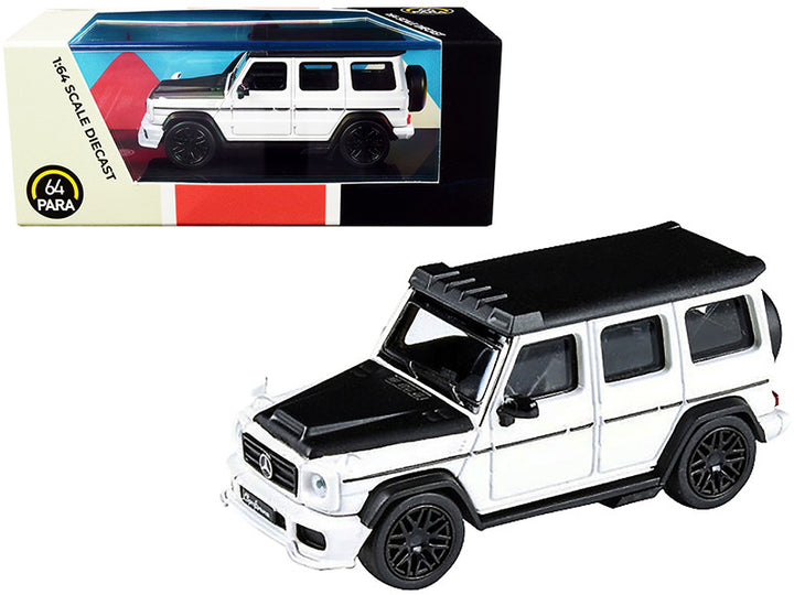 Mercedes AMG G63 Liberty Walk Wagon White with Black Hood and Top 1/64 Diecast Model Car by Paragon-0