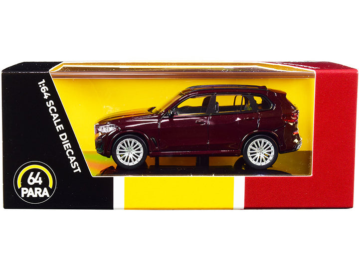 BMW X5 (G05) with Sunroof Ametrine Red Metallic 1/64 Diecast Model Car by Paragon-0