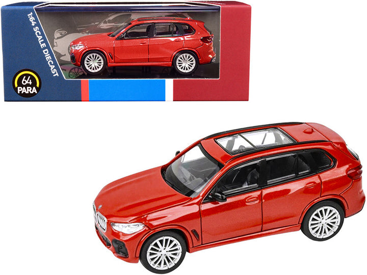 BMW X5 with Sunroof Toronto Red Metallic 1/64 Diecast Model Car by Paragon-0