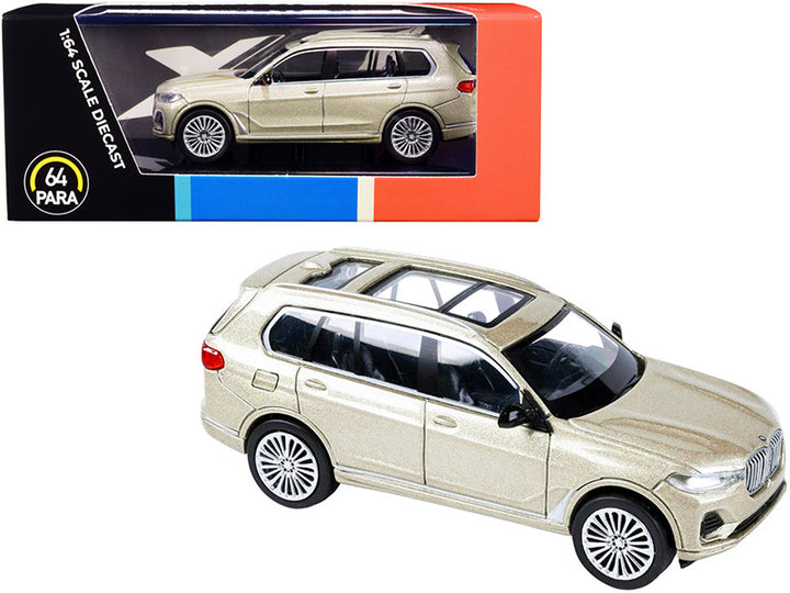 BMW X7 with Sunroof Sunstone Gold Metallic 1/64 Diecast Model Car by Paragon-0