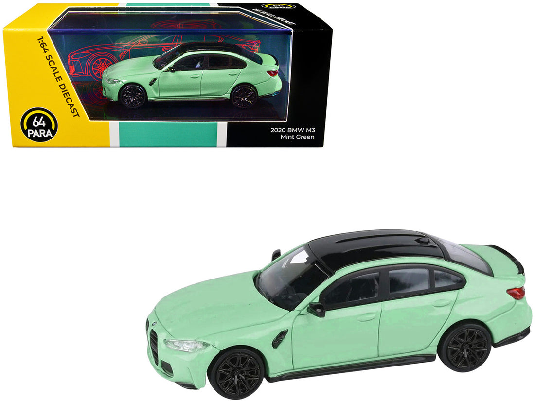 BMW M3 (G80) Mint Green with Black Top 1/64 Diecast Model Car by Paragon Models-0