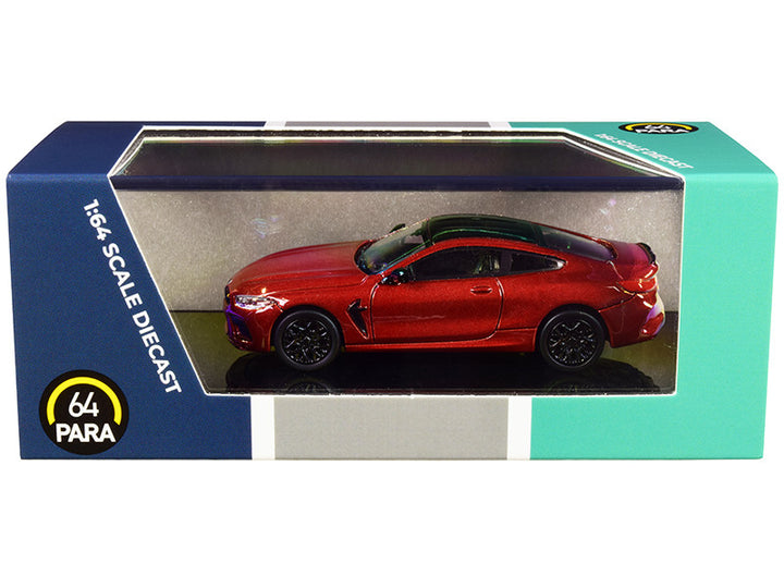 BMW M8 Coupe Motegi Red Metallic with Black Top 1/64 Diecast Model Car by Paragon-0