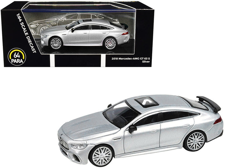 2018 Mercedes-AMG GT 63 S with Sunroof Silver Metallic 1/64 Diecast Model Car by Paragon Models-0