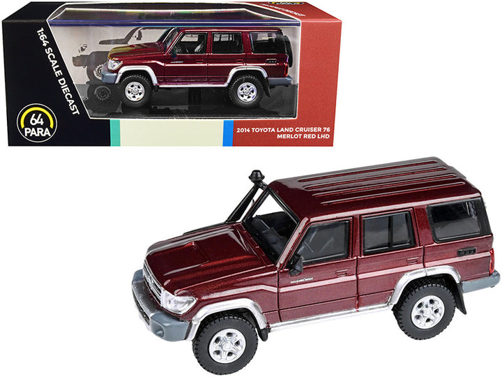 2014 Toyota Land Cruiser 76 Merlot Red Metallic 1/64 Diecast Model Car by Paragon Models-0