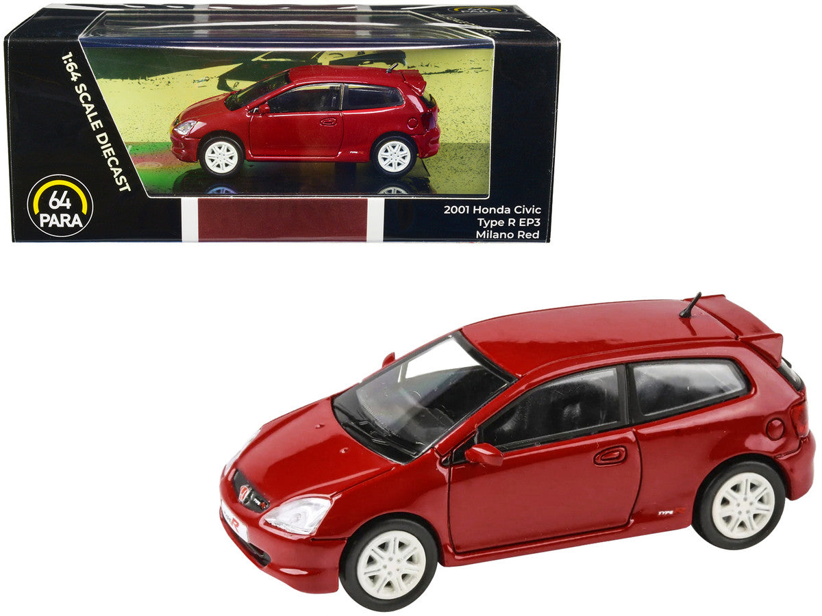 2001 Honda Civic Type R EP3 Milano Red 1/64 Diecast Model Car by Paragon Models-0
