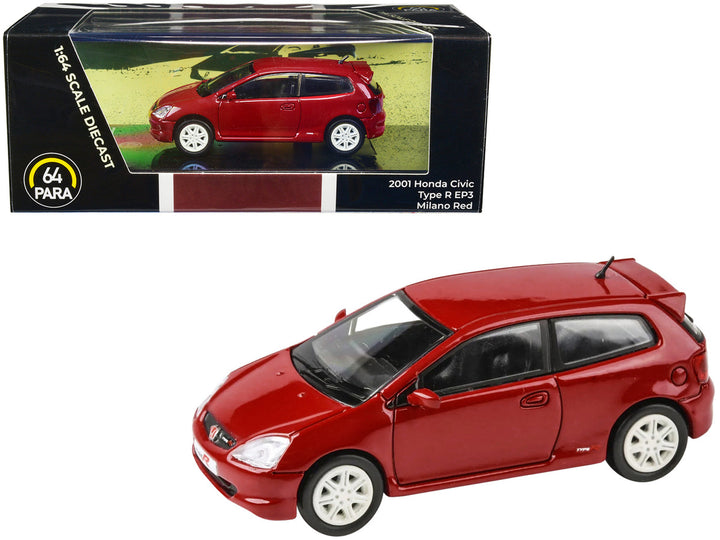 2001 Honda Civic Type R EP3 Milano Red 1/64 Diecast Model Car by Paragon Models-0