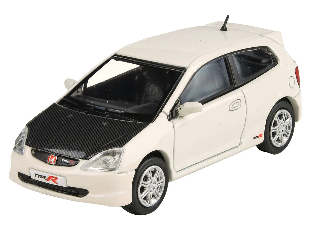 2001 Honda Civic Type R EP3 White with Carbon Hood 1/64 Diecast Model Car by Paragon Models-3