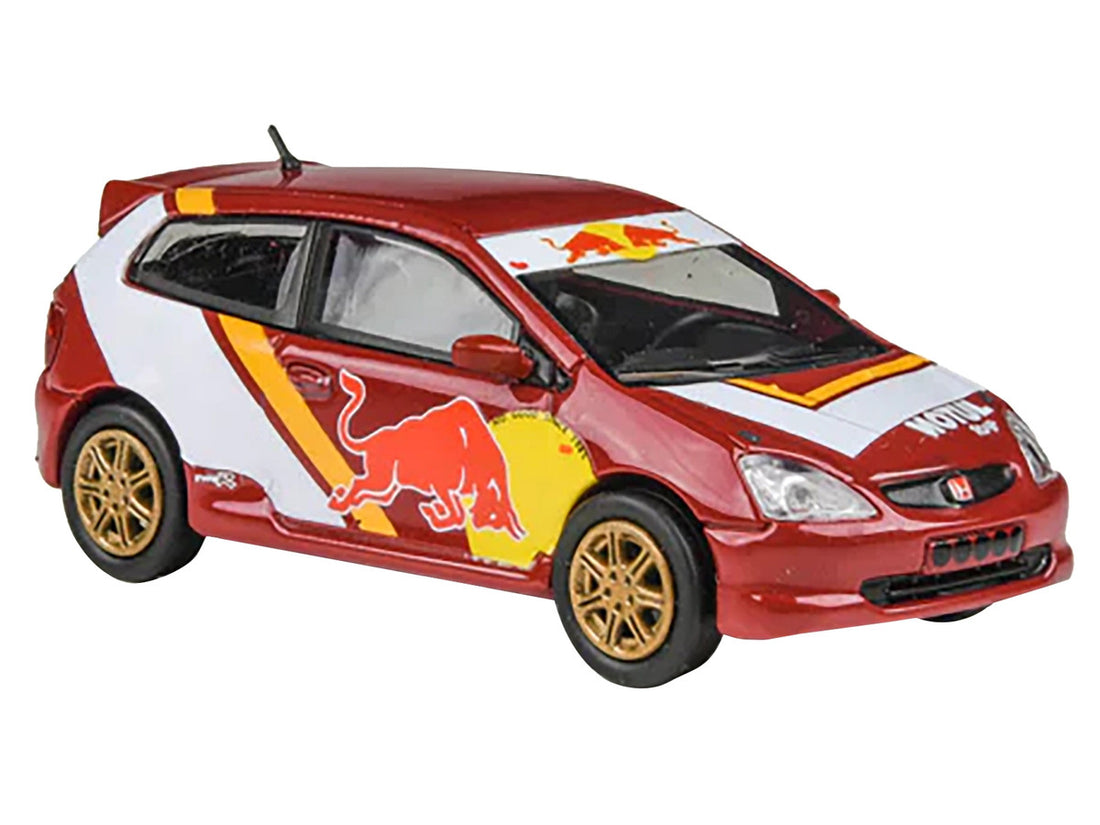 2001 Honda Civic Type R EP3 "No Good Racing" Red and White with Graphics 1/64 Diecast Model Car by Paragon Models-2