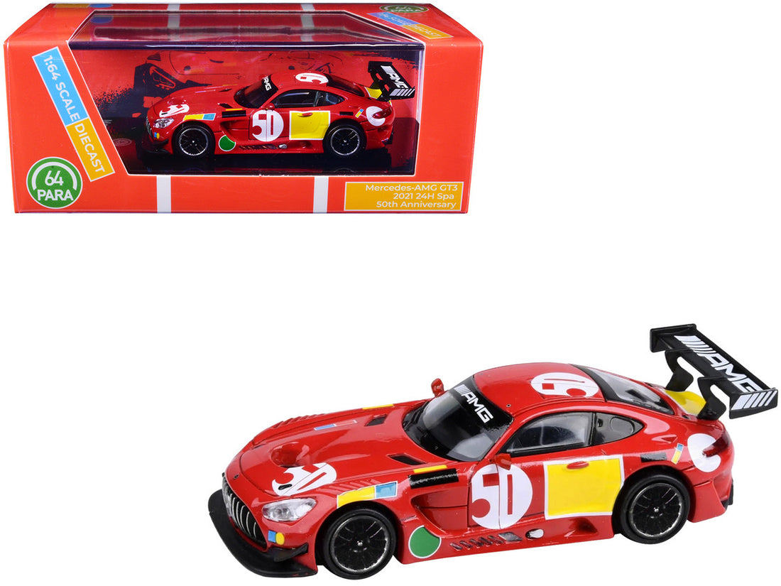 2021 Mercedes-AMG GT3 "24 Hours of Spa 50th Anniversary" Livery 1/64 Diecast Model Car by Paragon Models-0