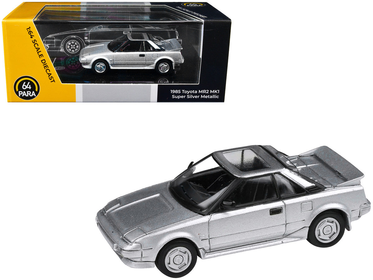 1985 Toyota MR2 MK1 Super Silver Metallic with Sunroof 1/64 Diecast Model Car by Paragon Models-0