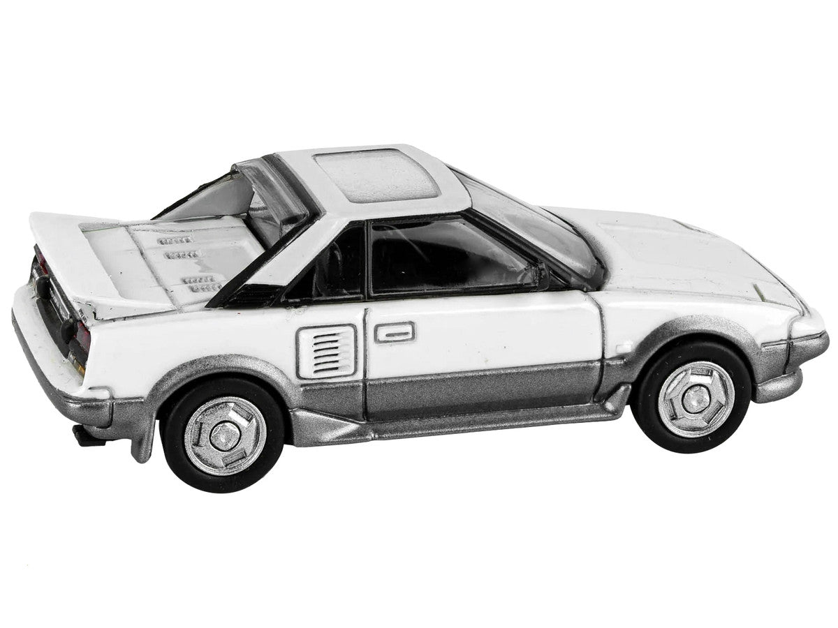 1985 Toyota MR2 MK1 White and Silver Metallic with Sun Roof 1/64 Diecast Model Car by Paragon Models-1