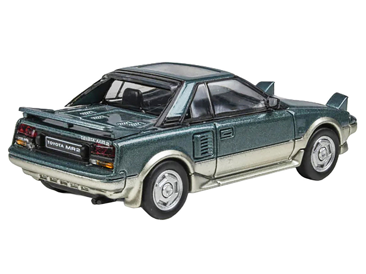 1985 Toyota MR2 MK1 Green Metallic and Gold with Sunroof 1/64 Diecast Model Car by Paragon Models-1