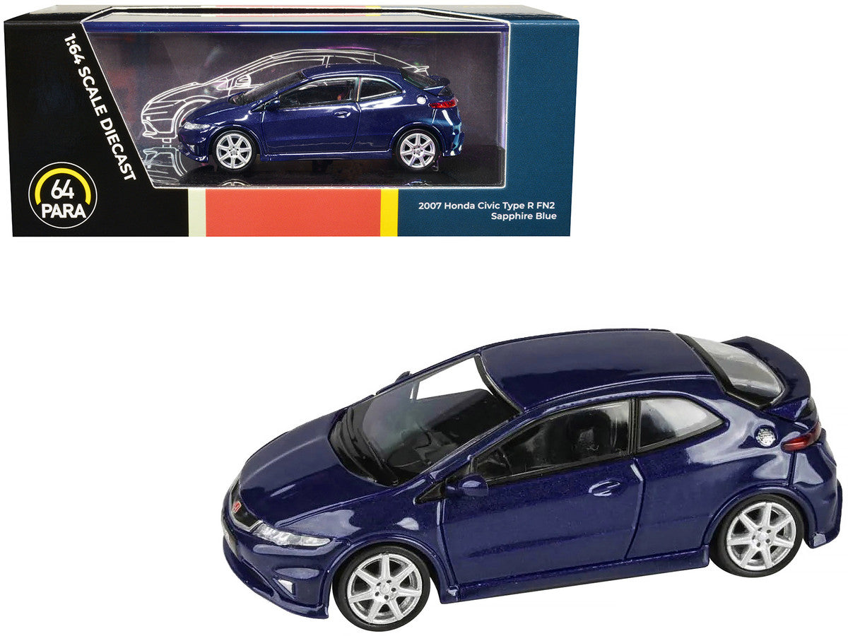 2007 Honda Civic Type R FN2 Sapphire Blue Metallic 1/64 Diecast Model Car by Paragon Models-0