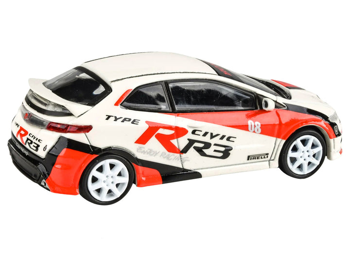 2007 Honda Civic Type R FN2 White "Race Livery" 1/64 Diecast Model Car by Paragon Models-1