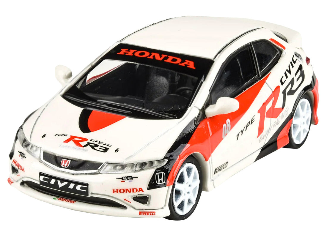 2007 Honda Civic Type R FN2 White "Race Livery" 1/64 Diecast Model Car by Paragon Models-2