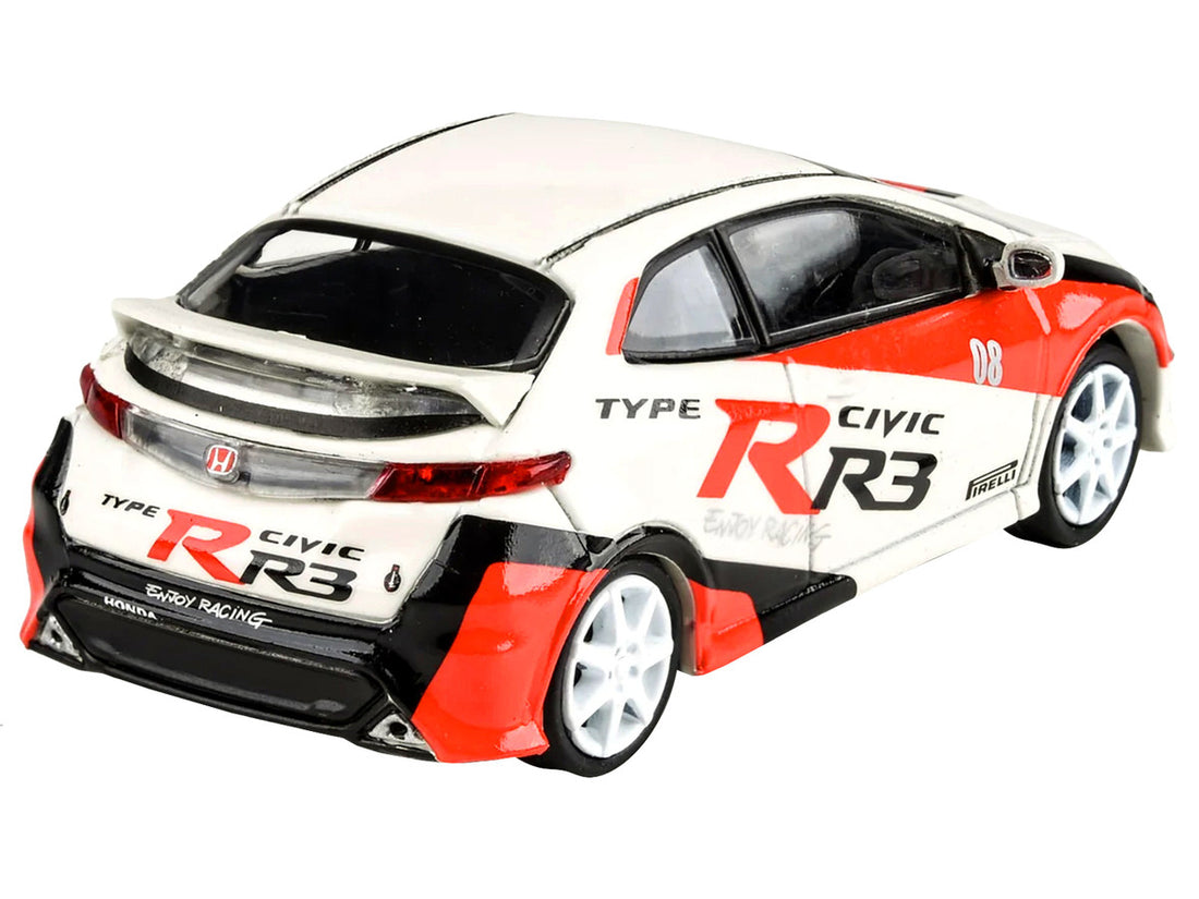 2007 Honda Civic Type R FN2 White "Race Livery" 1/64 Diecast Model Car by Paragon Models-3