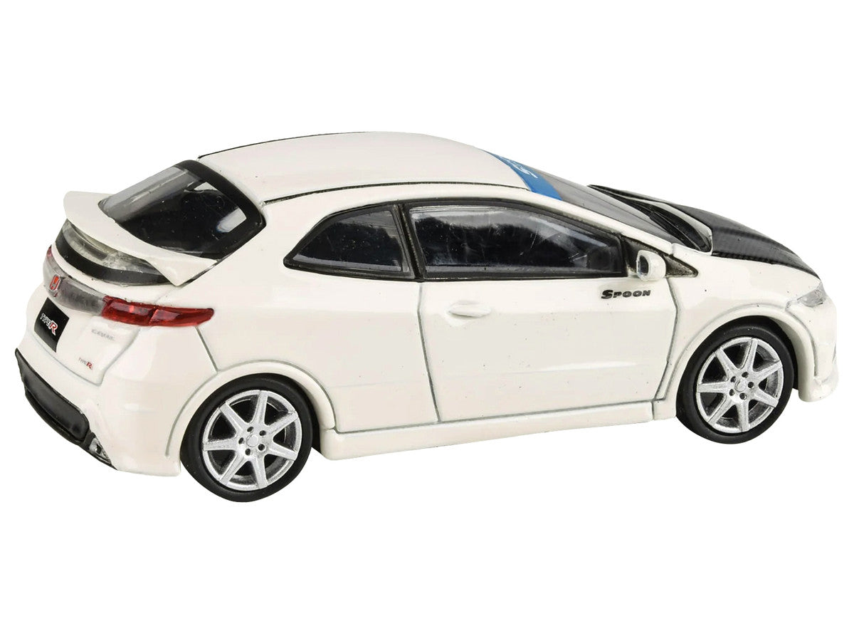 2007 Honda Civic Type R FN2 Championship White with Carbon Hood 1/64 Diecast Model Car by Paragon Models-1