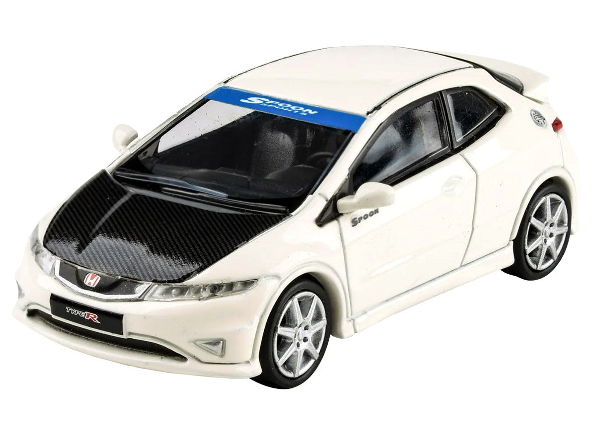 2007 Honda Civic Type R FN2 Championship White with Carbon Hood 1/64 Diecast Model Car by Paragon Models-3