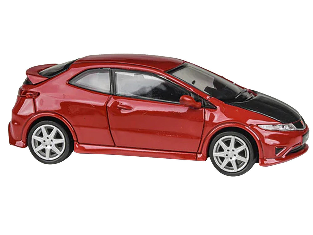 2007 Honda Civic Type R FN2 Milano Red with Carbon Hood 1/64 Diecast Model Car by Paragon Models-1