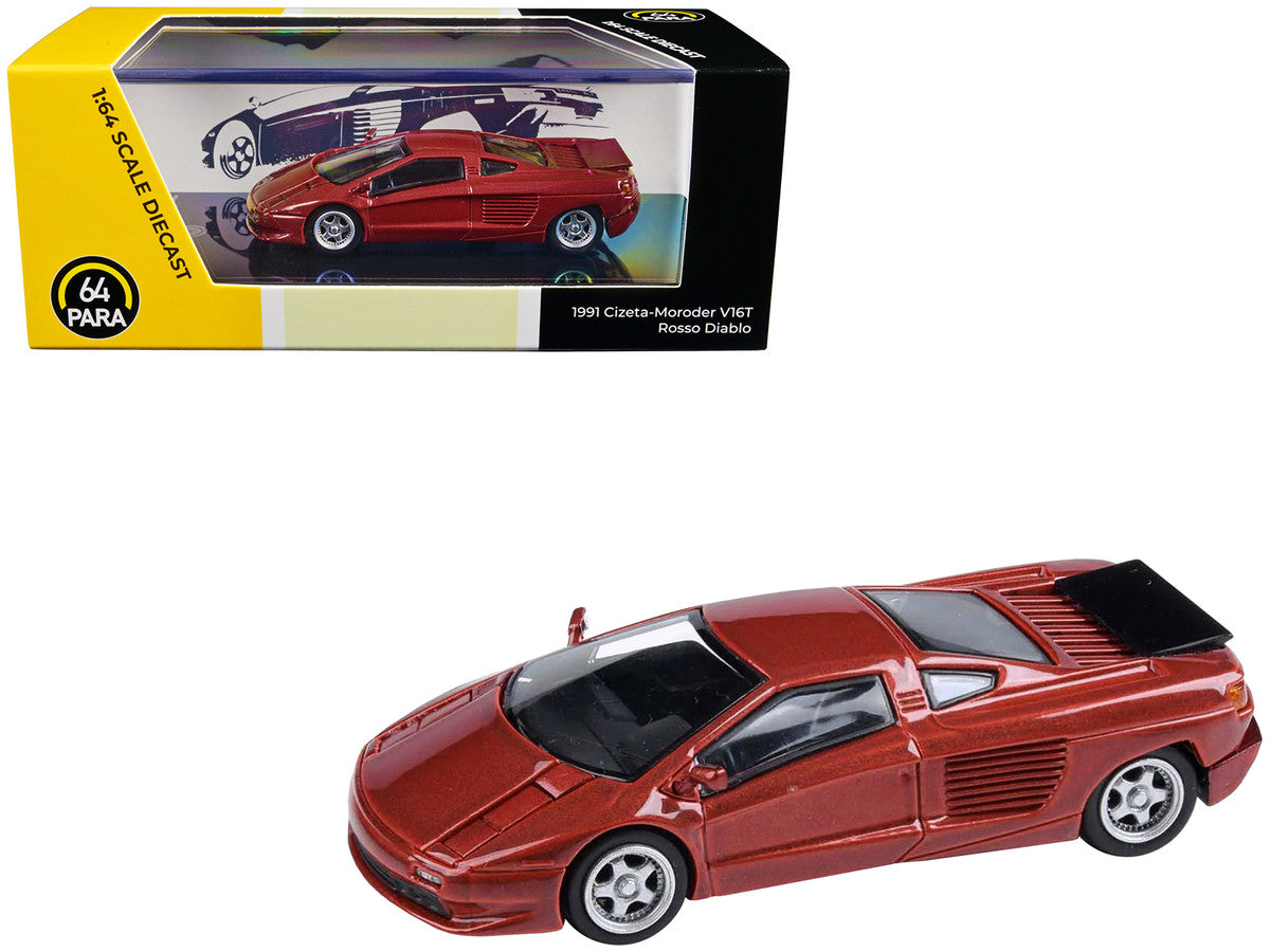 1991 Cizeta V16T Rosso Diablo Red Metallic 1/64 Diecast Model Car by Paragon Models-0