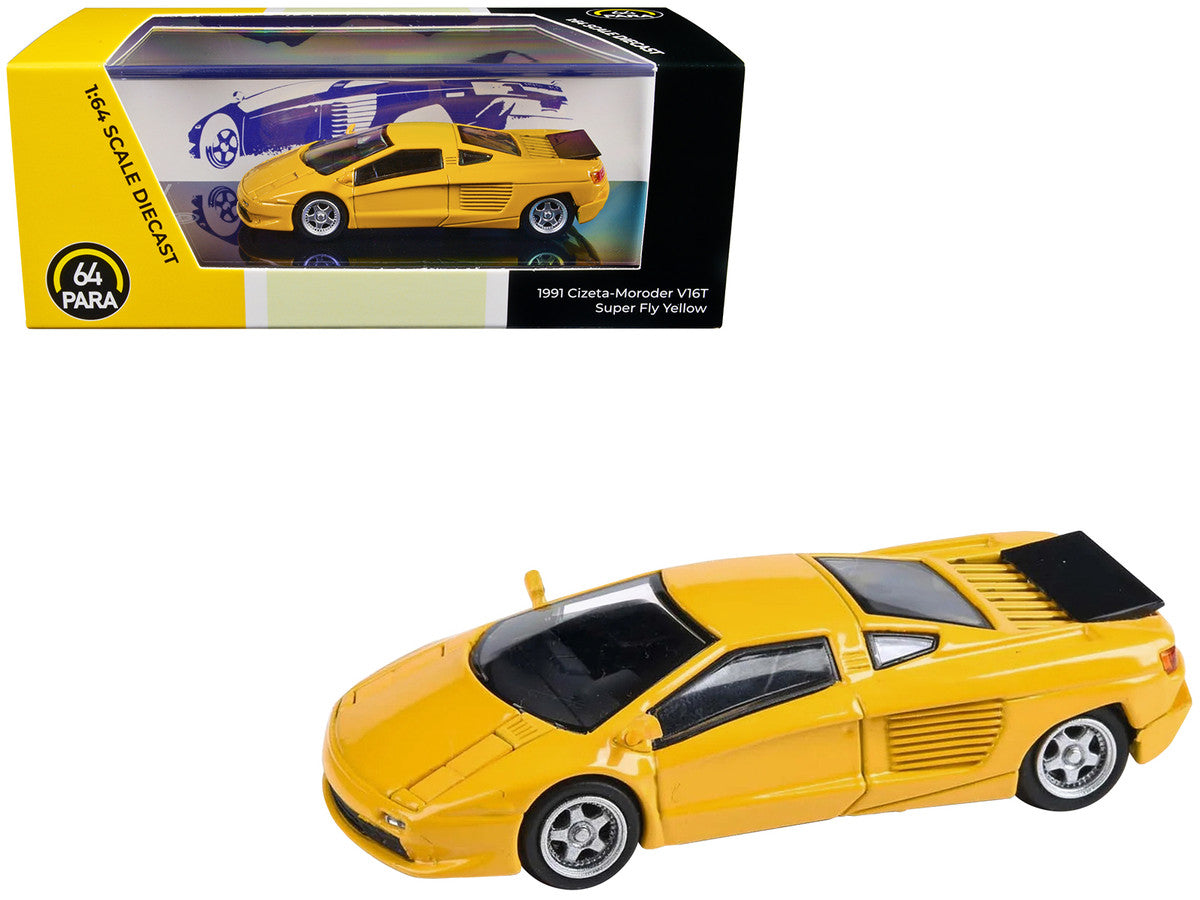 1991 Cizeta V16T Super Fly Yellow 1/64 Diecast Model Car by Paragon Models-0