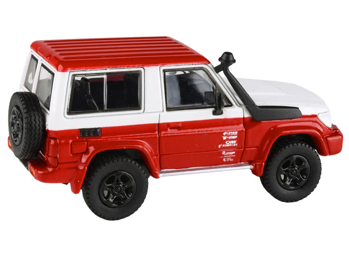 2014 Toyota Land Cruiser 71 SWB (Short Wheel Base) Red and White "2023 Auto Salon" 1/64 Diecast Model Car by Paragon Models-1