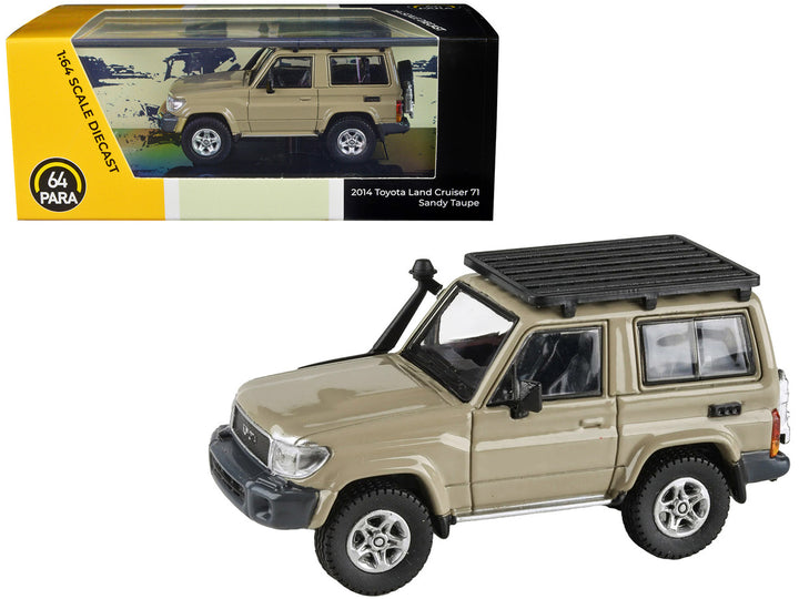 2014 Toyota Land Cruiser 71 SWB (Short Wheel Base) Sandy Taupe Brown 1/64 Diecast Model Car by Paragon Models-0