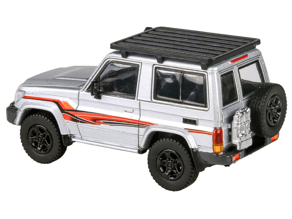 2014 Toyota Land Cruiser LC 71 Silver Metallic with Graphics 1/64 Diecast Model Car by Paragon Models-3
