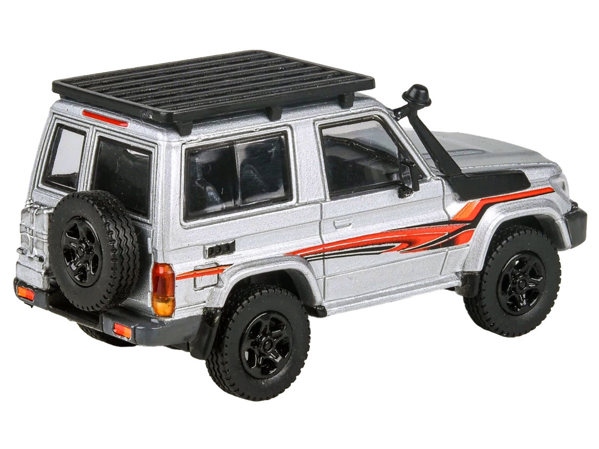 2014 Toyota Land Cruiser LC 71 Silver Metallic with Graphics 1/64 Diecast Model Car by Paragon Models-2