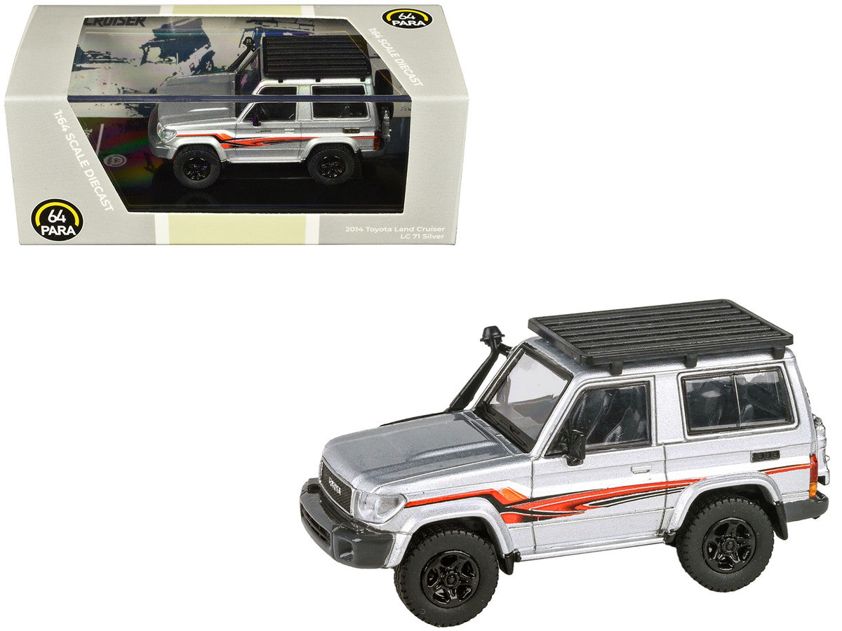 2014 Toyota Land Cruiser LC 71 Silver Metallic with Graphics 1/64 Diecast Model Car by Paragon Models-0