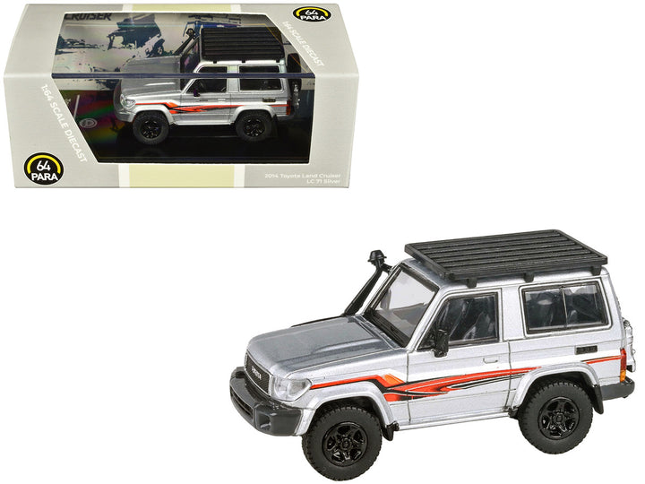2014 Toyota Land Cruiser LC 71 Silver Metallic with Graphics 1/64 Diecast Model Car by Paragon Models-0