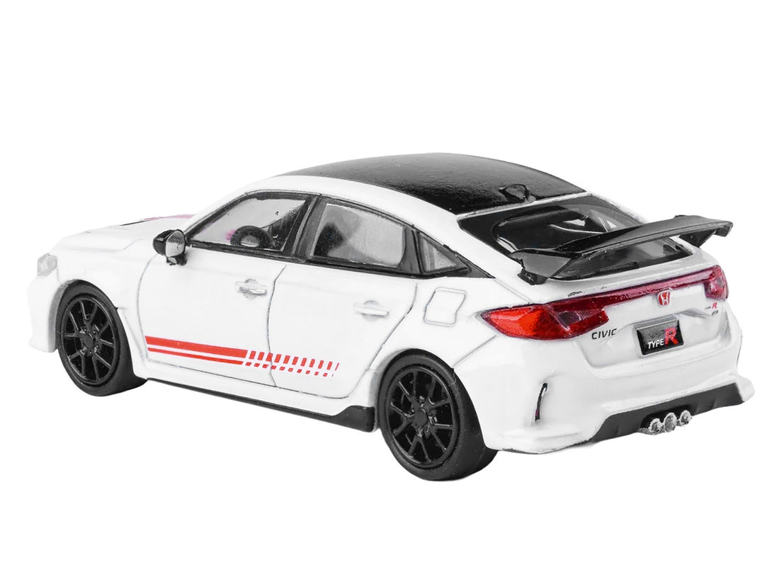 Honda 2025 Civic Type R FL5 "Ultimate Edition" White with Red Stripes and Black Top 1/64 Diecast Model Car by Paragon