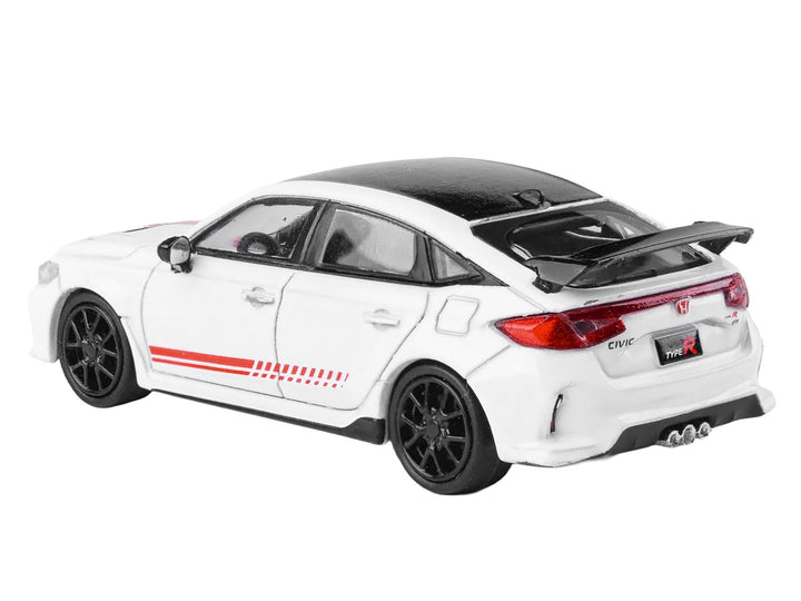 Honda 2025 Civic Type R FL5 "Ultimate Edition" White with Red Stripes and Black Top 1/64 Diecast Model Car by Paragon