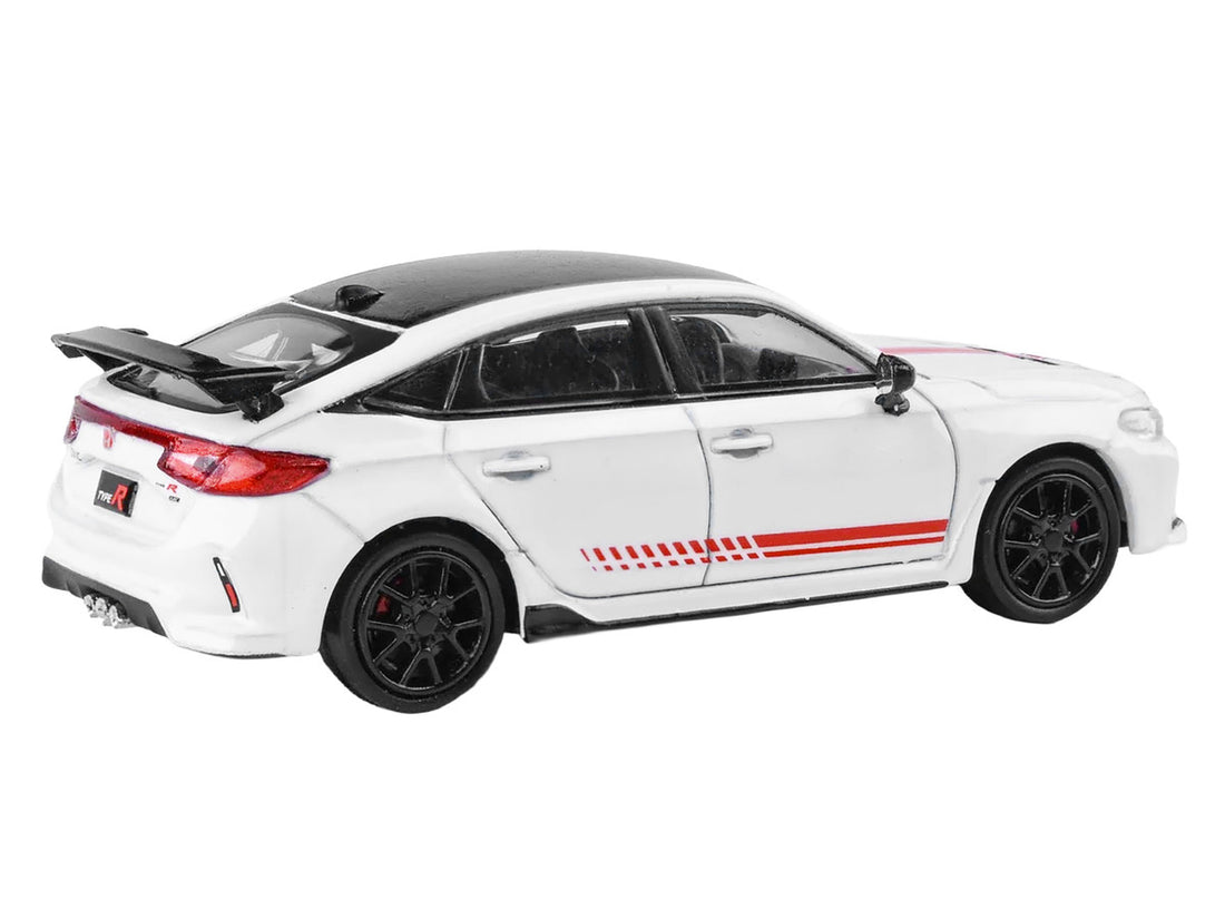 Honda 2025 Civic Type R FL5 "Ultimate Edition" White with Red Stripes and Black Top 1/64 Diecast Model Car by Paragon 4