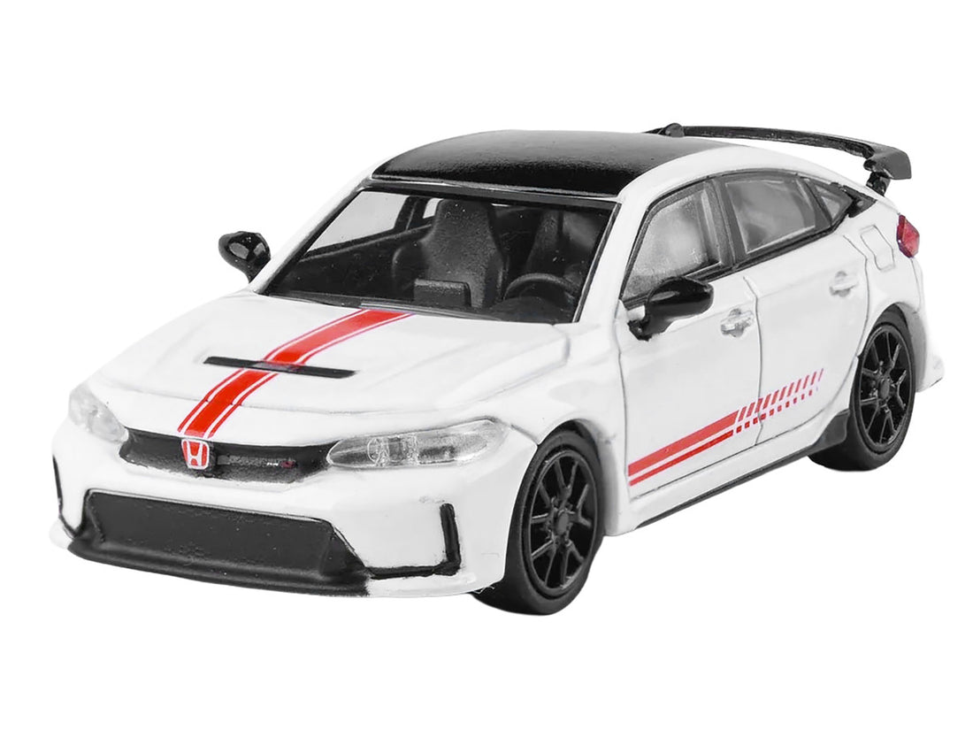 Honda 2025 Civic Type R FL5 "Ultimate Edition" White with Red Stripes and Black Top 1/64 Diecast Model Car by Paragon 3