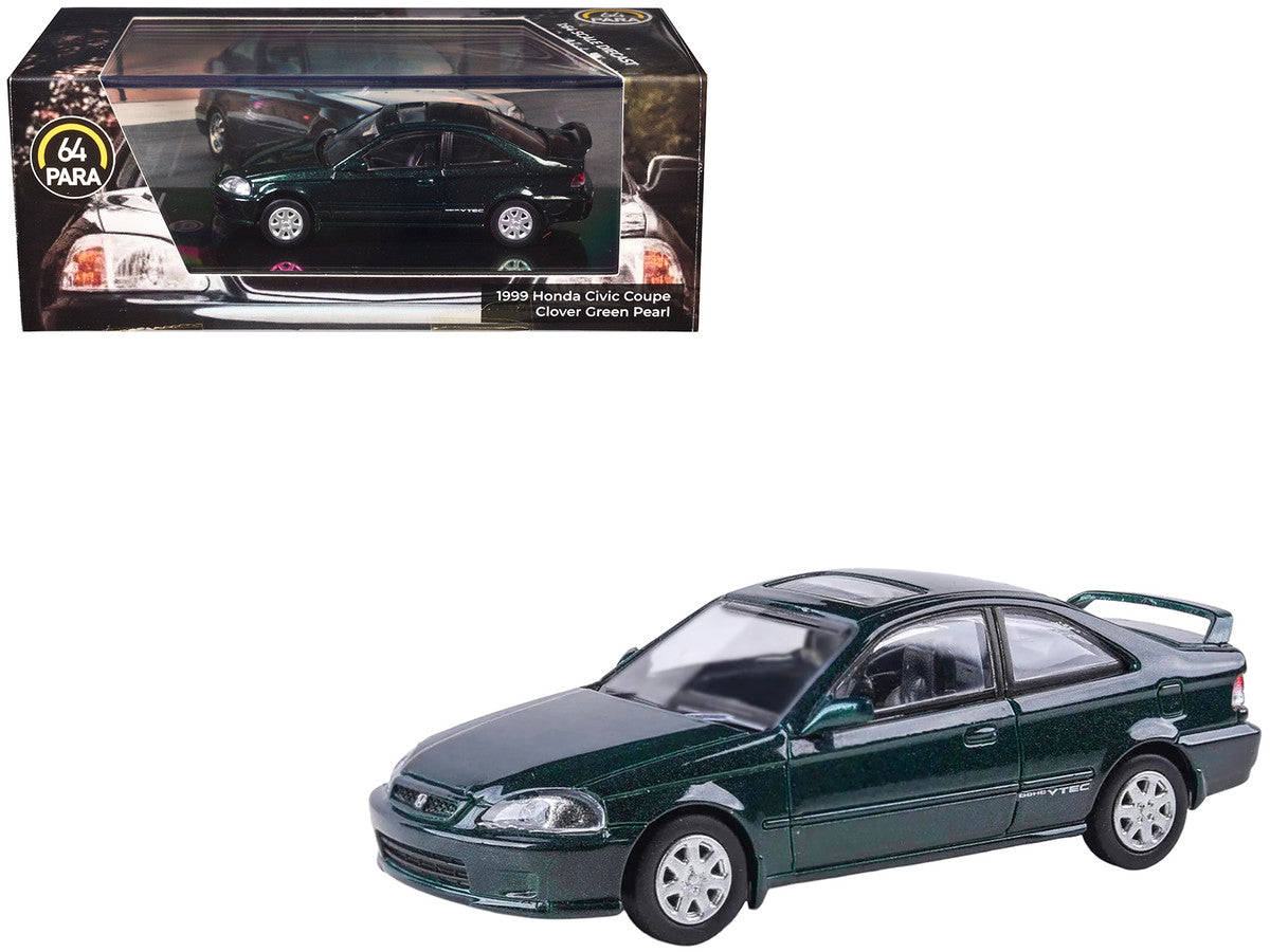 1999 Honda Civic Si EM1 Clover Green Pearl Metallic with Sunroof 1/64 Diecast Model Car by Paragon-2