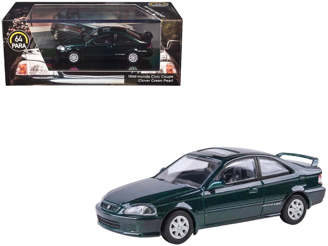 1999 Honda Civic Si EM1 Clover Green Pearl Metallic with Sunroof 1/64 Diecast Model Car by Paragon-2