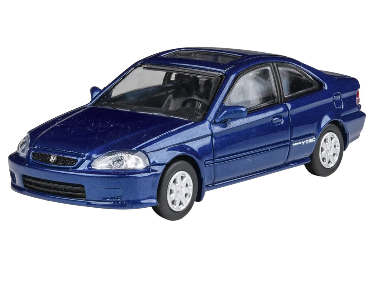 1999 Honda Civic Coupe Electron Blue Pearl Metallic with Sunroof 1/64 Diecast Model Car by Paragon Models-2