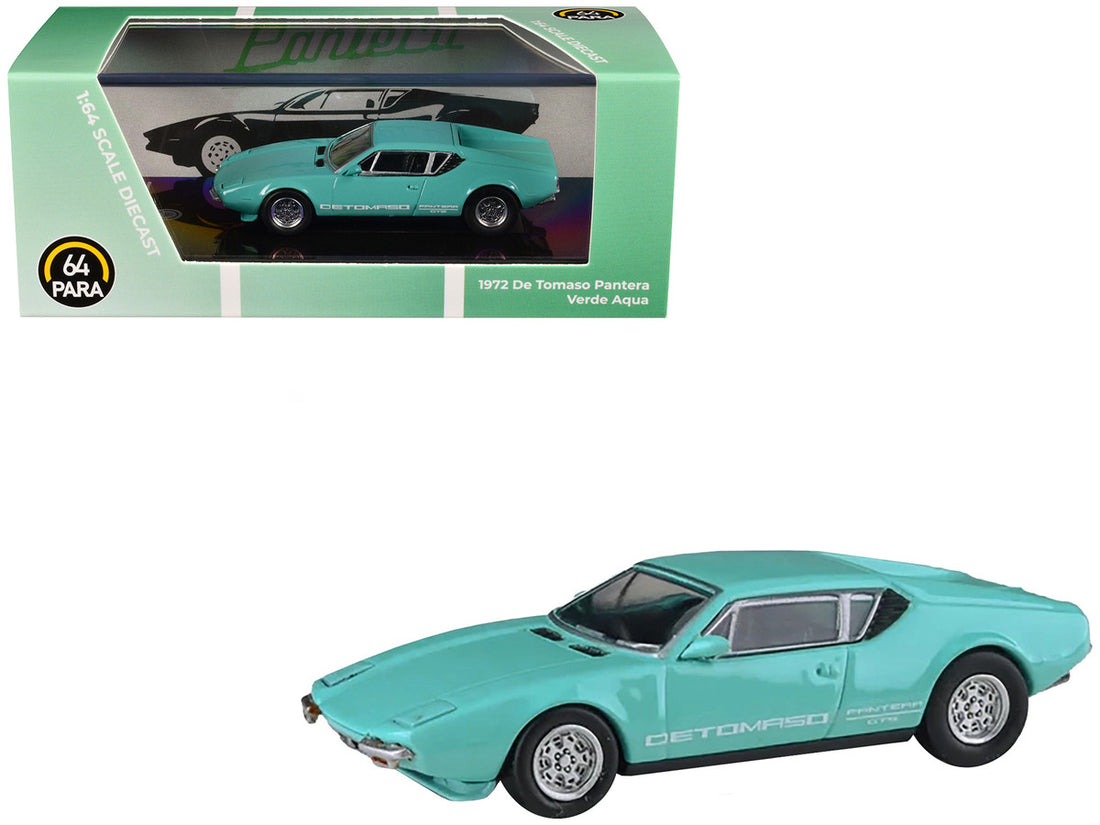 1972 De Tomaso Pantera Verde Aqua 1/64 Diecast Model Car by Paragon Models-3