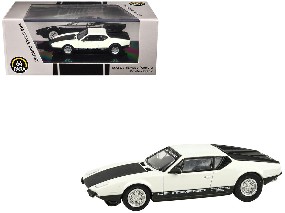 1972 De Tomaso Pantera White and Black 1/64 Diecast Model Car by Paragon Models-2