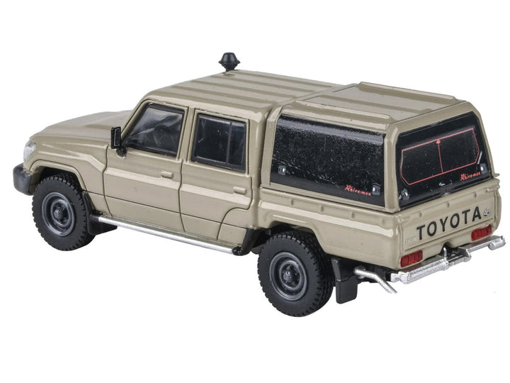 2014 Toyota Land Cruiser LC 79 Pickup Truck Sandy Taupe with Camper Shell 1/64 Diecast Model Car by Paragon Models-1