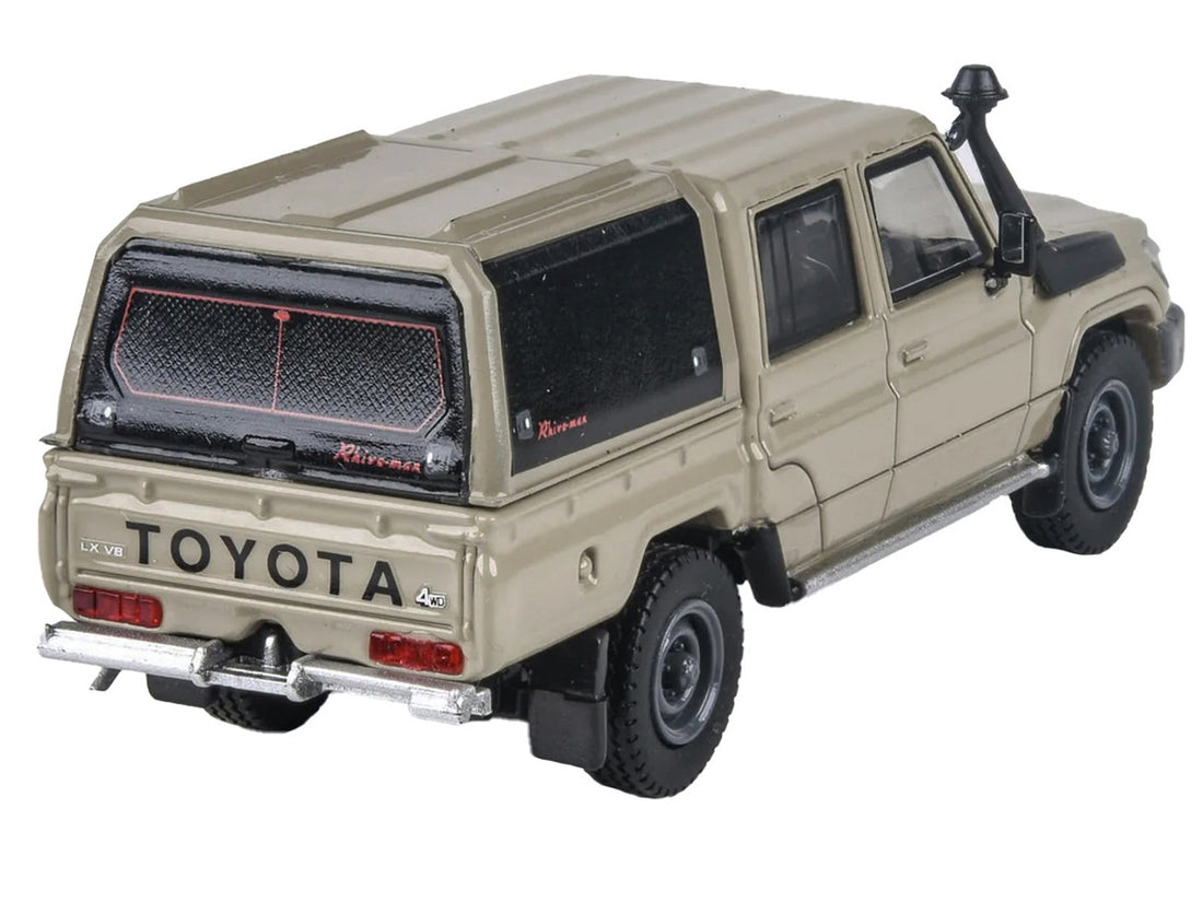 2014 Toyota Land Cruiser LC 79 Pickup Truck Sandy Taupe with Camper Shell 1/64 Diecast Model Car by Paragon Models-2