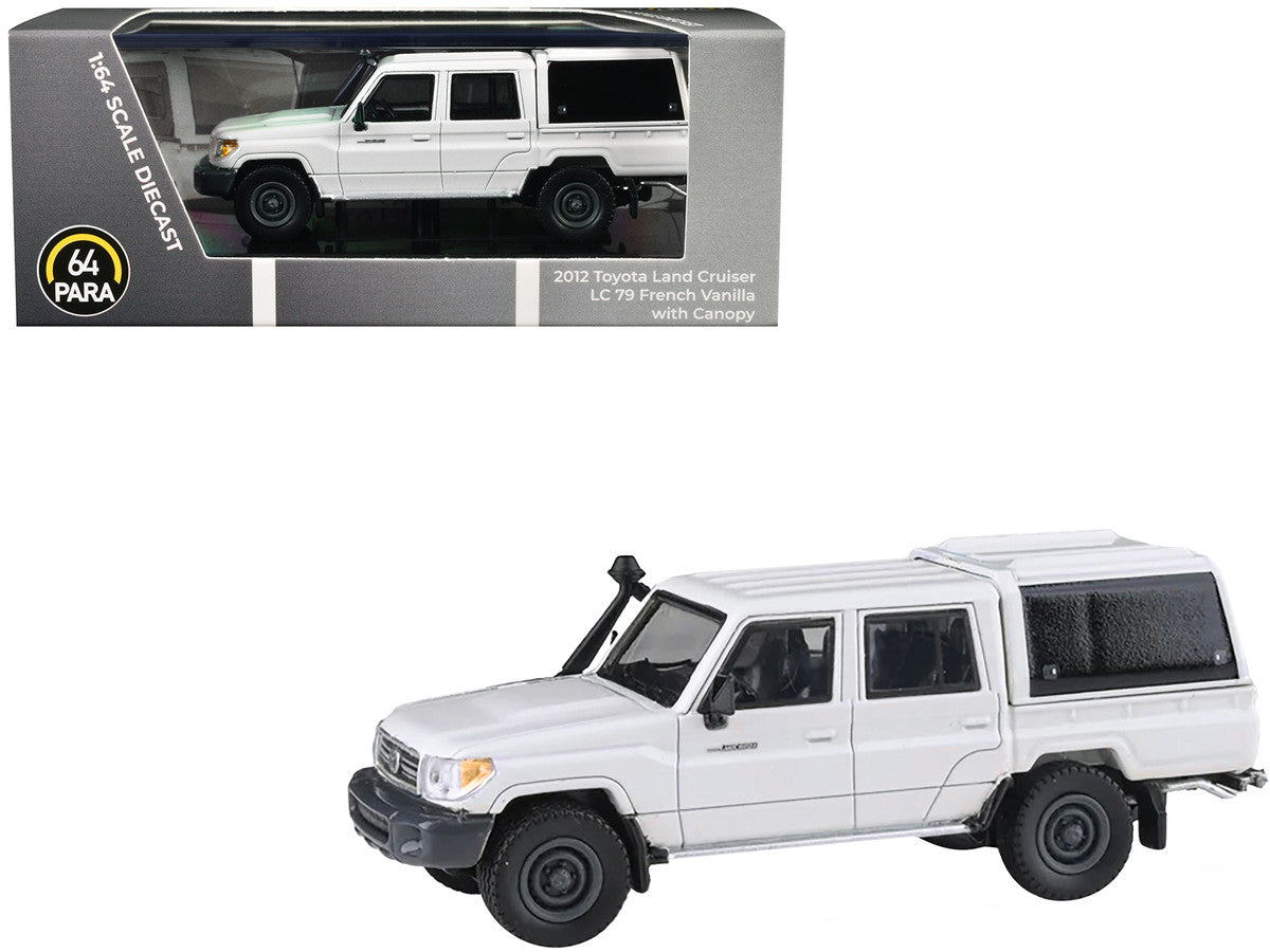 2012 Toyota Land Cruiser LC 79 French Vanilla White with Canopy 1/64 Diecast Model Car by Paragon Models-3