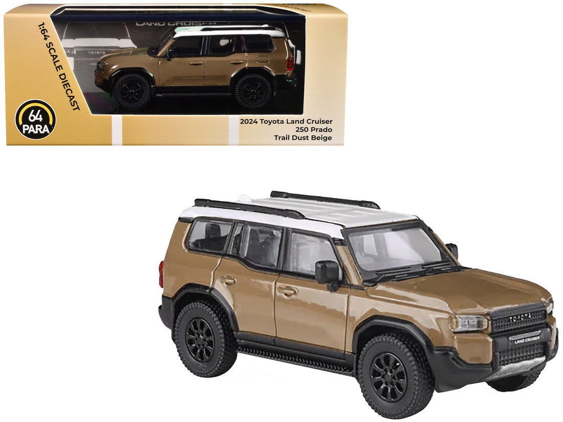2024 Toyota Land Cruiser 250 Prado Trail Dust Beige with White Top 1/64 Diecast Model Car by Paragon Models-2