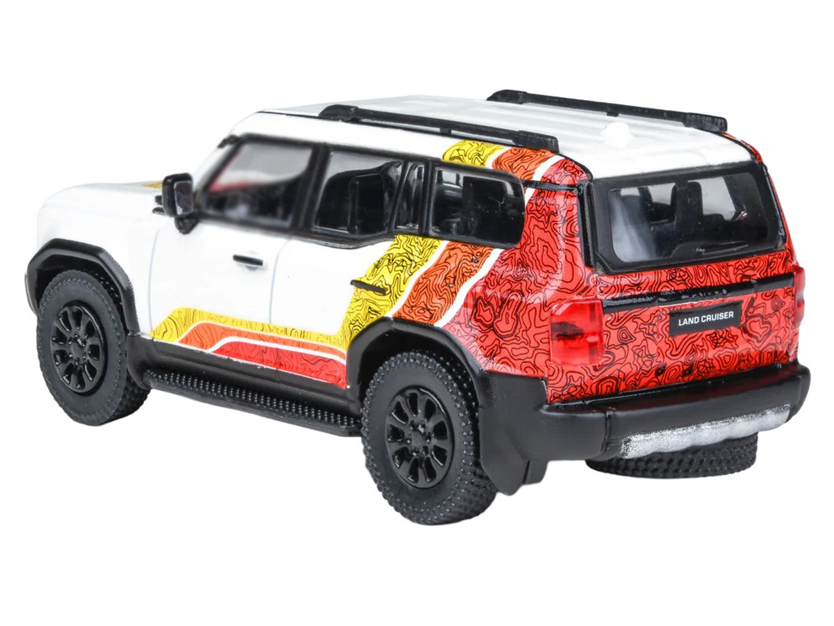 2024 Toyota Land Cruiser 250 Prado White with "TRD" Stripes 1/64 Diecast Model Car by Paragon Models-2