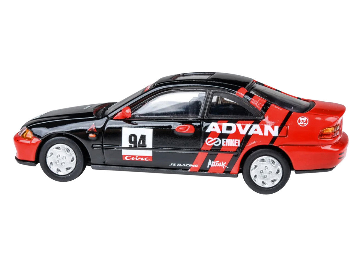 1995 Honda Civic Coupe EJ1 #94 "Autocross - ADVAN" Black and Red 1/64 Diecast Model Car by Paragon Models-0