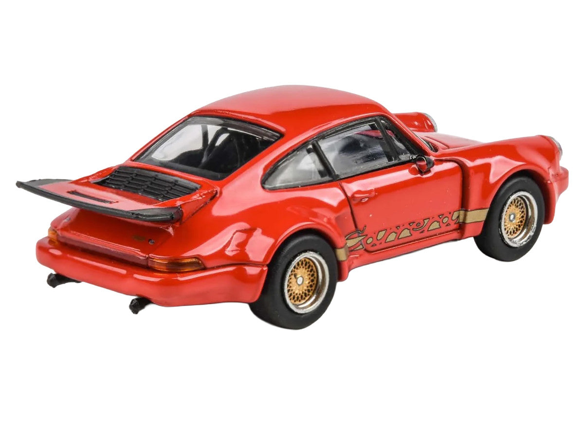 Porsche 911 Carrera RSR 3.0 Guards Red with Gold Stripes and Wheels 1/64 Diecast Model Car by Paragon Models 2