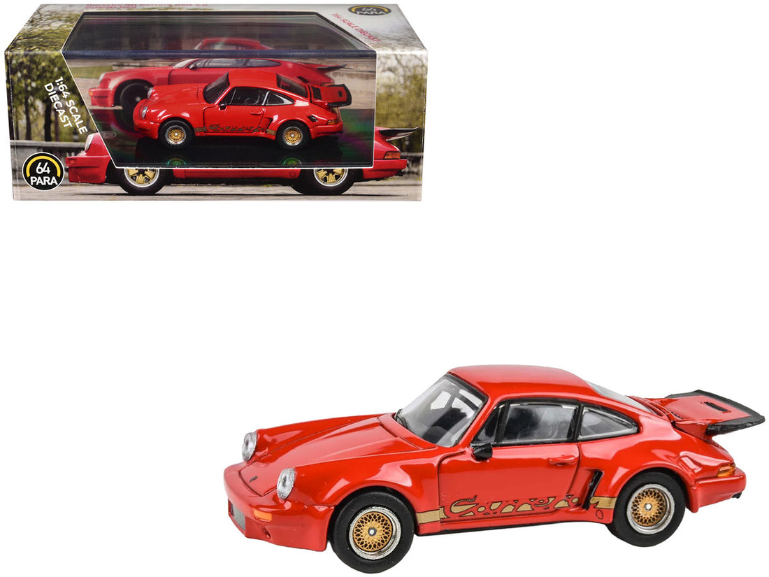 Porsche 911 Carrera RSR 3.0 Guards Red with Gold Stripes and Wheels 1/64 Diecast Model Car by Paragon Models 4