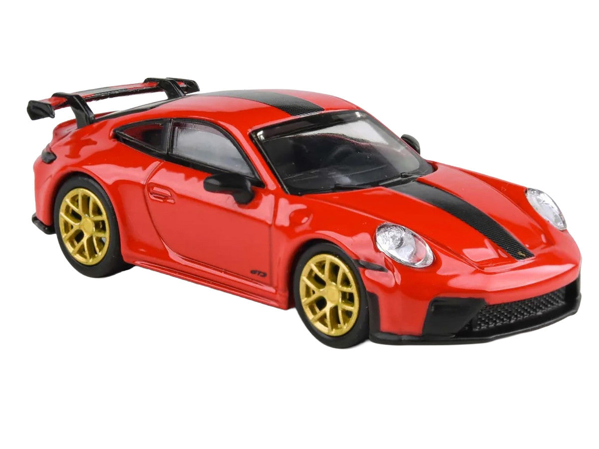 2025 Porsche 911 GT3 (992.2) Guards Red with Carbon Stripe and Gold Wheels 1/64 Diecast Model Car by Paragon Models-2