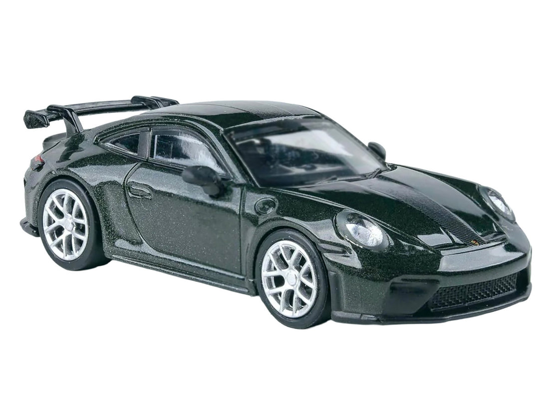 2025 Porsche 911 GT3 (992.2) Oak Green Metallic Neo with Carbon Stripe 1/64 Diecast Model Car by Paragon-1